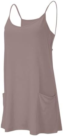 Cute Spaghetti Strap Athletic Dress with Pockets