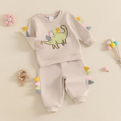 Dinosaur Embroidery Toddler Fall Outfits Animal Style Gawxyz Set