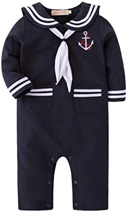 Navy Kids Sailor Stripe Romper for Boys