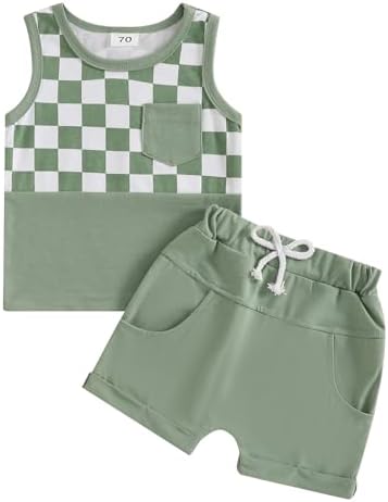 Canis Summer Comfort Set for Toddlers Trendy Checkerboard Tank Shorts