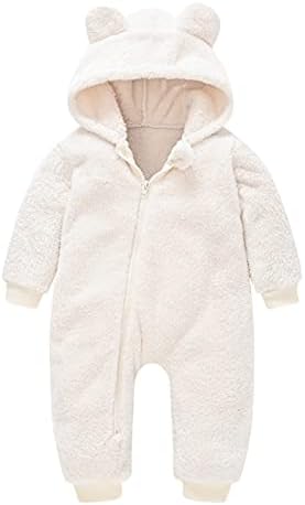 Mokitoni Baby Bear Fleece Romper Snug Cozy for Cold Days