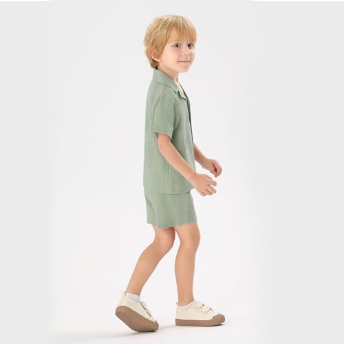 XMWealthy Toddler Boys Summer Outfit Set - Button-Down Shirts Cotton Pants