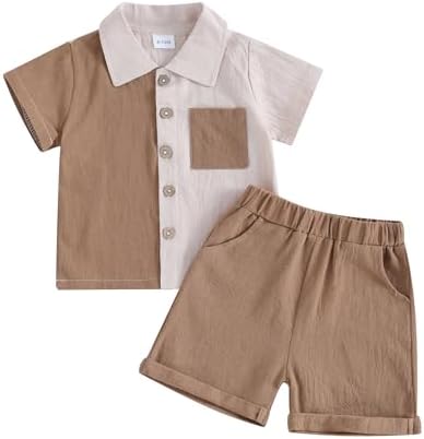 Kupretty Toddler Summer Outfit - Comfortable Button-Down Shorts Set