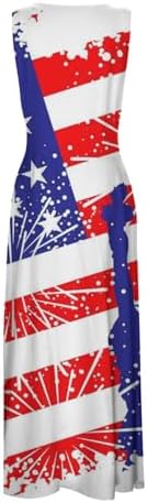 Red White Blue Dress for Women Patriotic Flag Casual