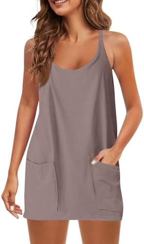 Cute Spaghetti Strap Athletic Dress with Pockets
