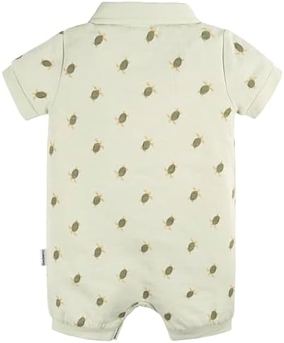 Gerber Baby Boys Cotton Polo Romper with Turtle Print