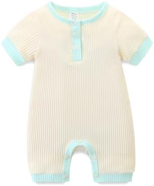 JingleBaBa Newborn Baby Cotton Romper with Cute Short Sleeves