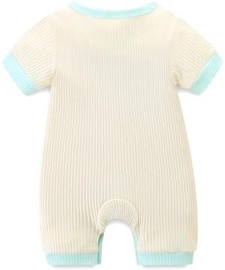 JingleBaBa Newborn Baby Cotton Romper with Cute Short Sleeves