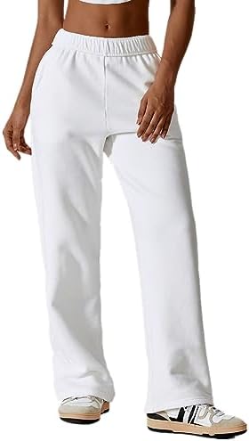 Warm Comfy Womens Fleece Lined Wide Leg Sweatpants