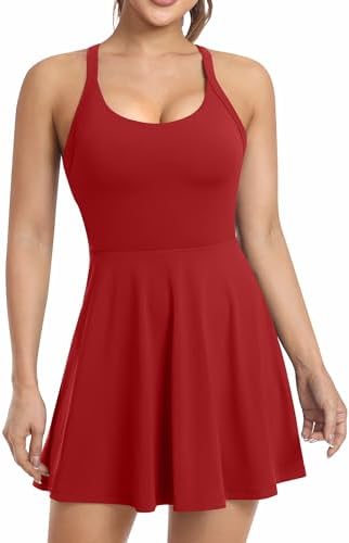 Womens Sporty Tennis Dress with Built-in Shorts