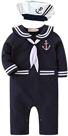 Navy Kids Sailor Stripe Romper for Boys