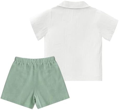 XMWealthy Toddler Boys Summer Outfit Set - Button-Down Shirts Cotton Pants