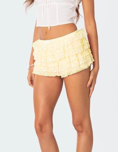 Flinging-Sharp Womens Ruffle Lace Micro Boyshorts