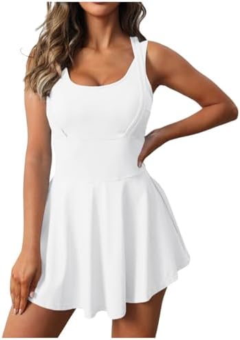 Womens Tennis Dress with Built-In Shorts and Bra