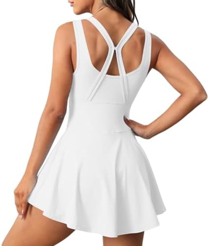 Womens Tennis Dress with Built-In Shorts and Bra
