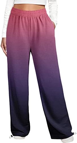 Boho Straight High Waist Womens Sweatpants with Pockets
