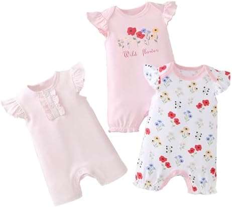 YourDIARY Baby Boy Romper 3-Pack Cotton Outfit