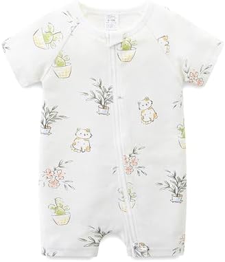Double Zipper Cotton Romper for Baby Boys Girls Summer Outfit