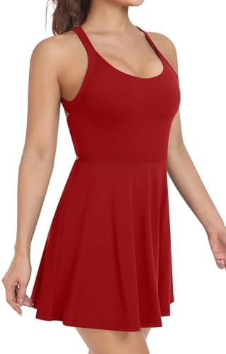 Womens Sporty Tennis Dress with Built-in Shorts