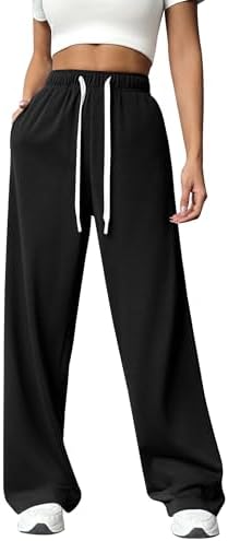 Comfort Style PINSPARK Wide Leg Sweat Pants for Women