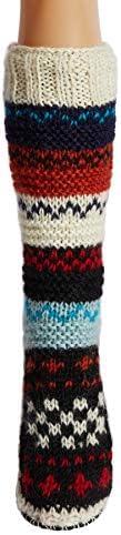 Hand-Knit Tibetan Socks with Soft Fleece Liner for Warm Comfort