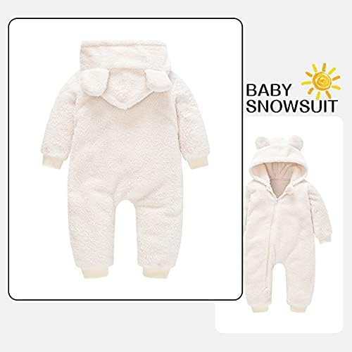 Mokitoni Baby Bear Fleece Romper Snug Cozy for Cold Days
