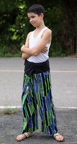 RaanPahMuang Thai Fisherman Boys Girls Loose Yoga Pirate Harem Unisex Wrap Pants
