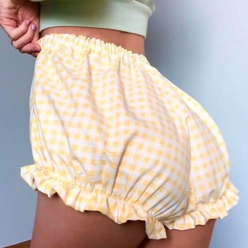 Cute Gingham Smocked Boy Shorts for Women