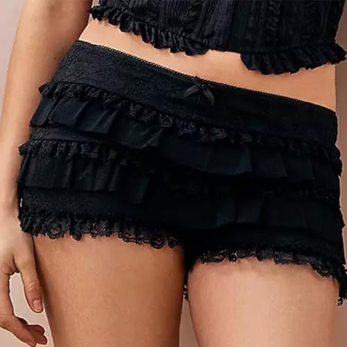 Womens Lace Bloomer Shorts Summer Ruffle Tiered Pumpkins