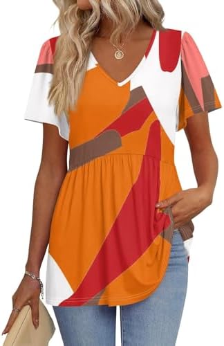 Womens V-Neck Pleated Peplum Tunic