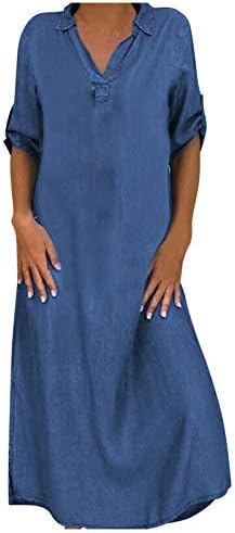 Womens Blue Chambray Denim Button-Up Midi Dress