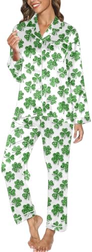 Sfascumop Shamrock Pajamas for St Patricks Day Women