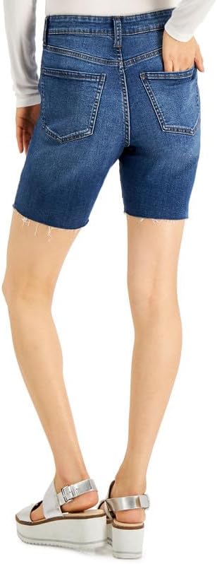 Celebrity Pink Womens Frayed Distressed Bermuda Shorts Navy