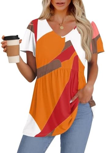 Womens V-Neck Pleated Peplum Tunic