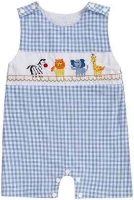 Karuedoo Newborn Baby Boy Summer Plaid Romper Jumpsuit