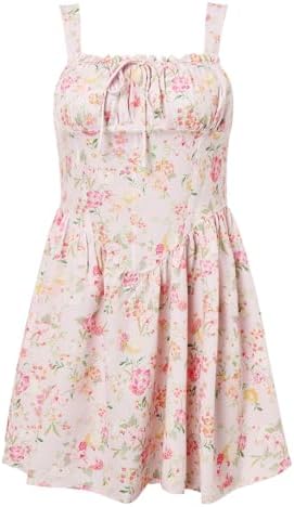 Sfascumop Floral Ruffle Hawaiian Boho Beach Coverage Summer Womens Casual Midi Dress