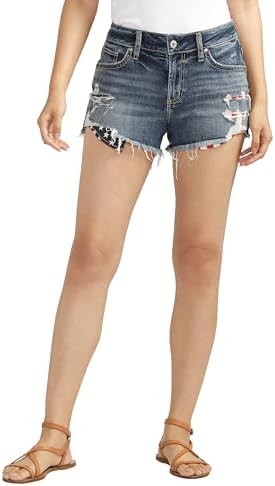 Silver Jeans Co Womens Boyfriend Mid-Rise Denim Short