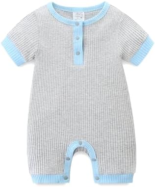JingleBaBa Unisex Cute Romper Ribbed Short Sleeve Bodysuit Child