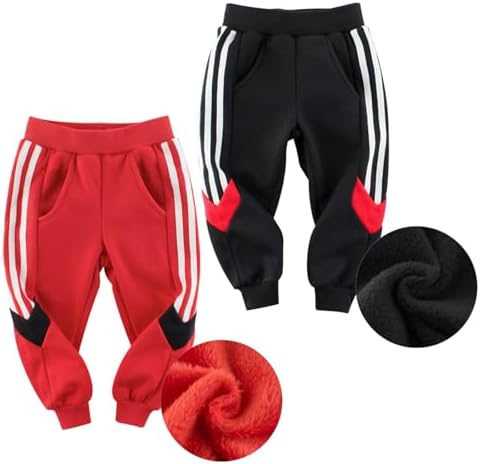 TinyGlam Toddler Baby Boys Fleece-Lined Jogger Pants Elastic Waistband