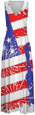 Red White Blue Dress for Women Patriotic Flag Casual