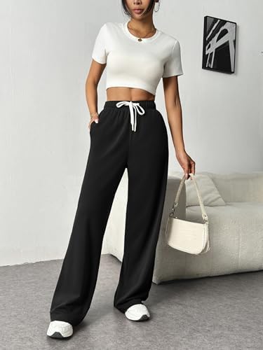 Comfort Style PINSPARK Wide Leg Sweat Pants for Women