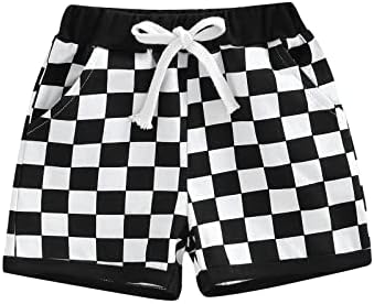 Lamuusaa Newborn Toddler Boy Shorts Summer Cotton Plaid Jogger