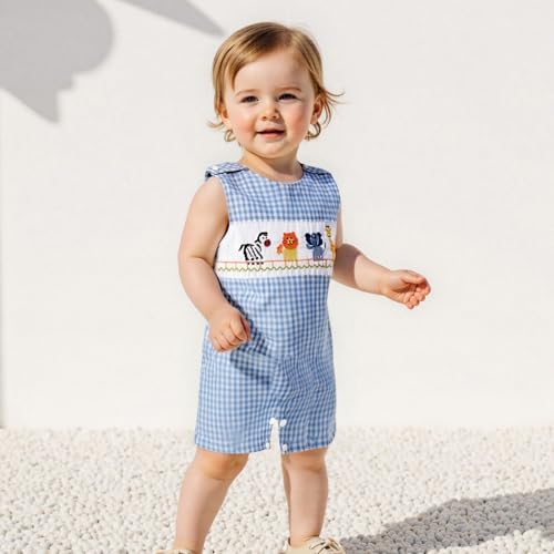 Karuedoo Newborn Baby Boy Summer Plaid Romper Jumpsuit