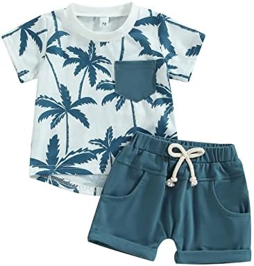 Afunbaby Toddler Boy Summer Outfits T-Shirts and Shorts