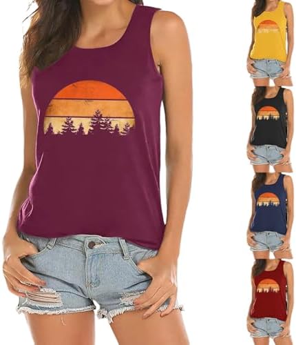 Vibrant Graphic Tank Top for Women Beach Summer Shape