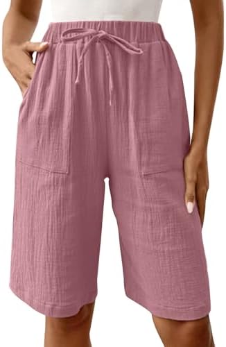 AboutYes Women 2025 Summer High Waist Bermuda Shorts with Pockets
