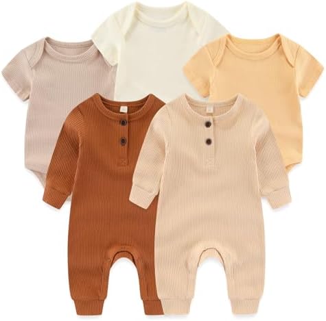 Ruliby Baby Bodysuit Romper Set for Boys Girls 0-12 Months