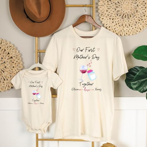 Personalized Mothers Day Milk Wine Gift Set for Mom and Baby