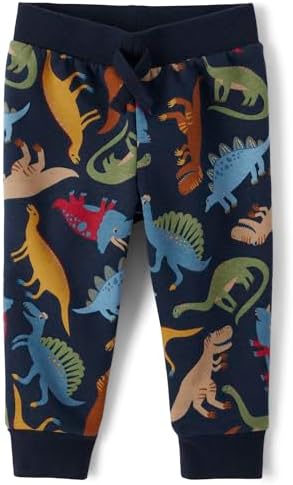 The Childrens Place Baby Boys Fleece Jogger Pants Blue Dino 3Y Premium