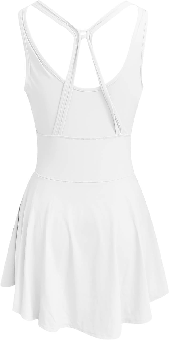 Womens Tennis Dress with Built-In Shorts and Bra